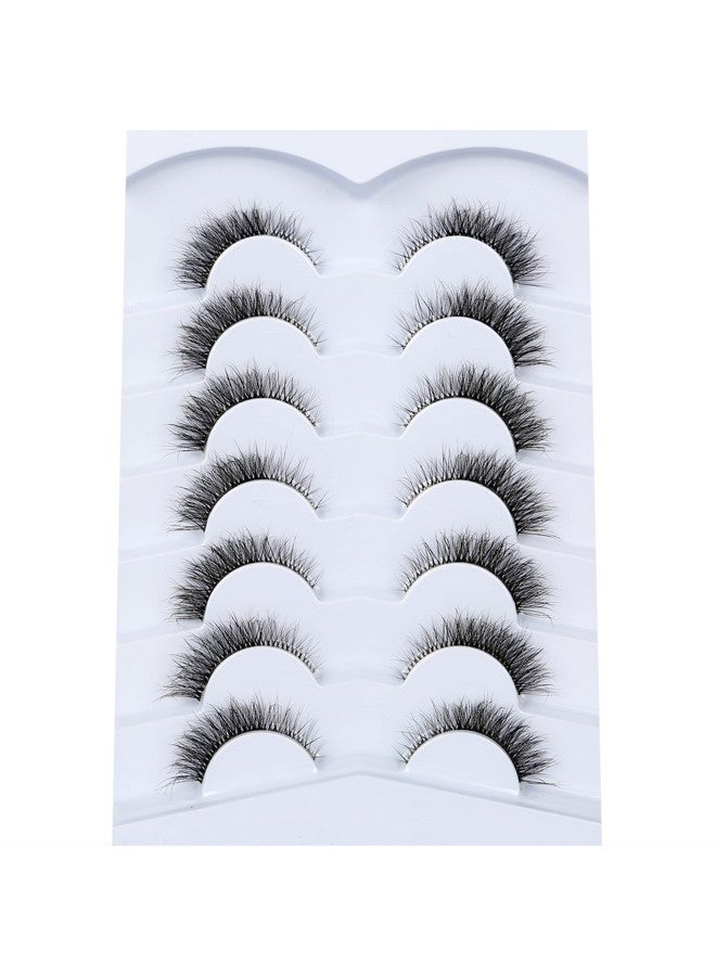 False Eyelashes Cat Eye Look Natural Short Lashes Wispy Clear Band Extension Volume Fluffy Fake Eyelashes Faux Mink Lash Strips 7 Pairs Multipack