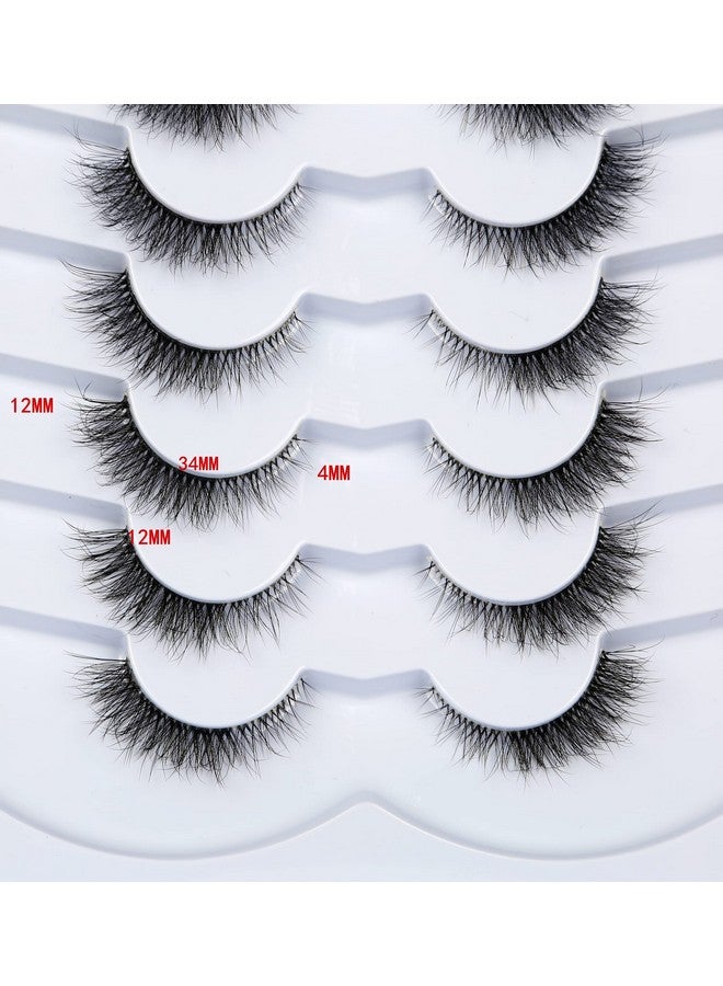 False Eyelashes Cat Eye Look Natural Short Lashes Wispy Clear Band Extension Volume Fluffy Fake Eyelashes Faux Mink Lash Strips 7 Pairs Multipack