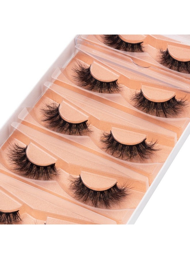 Lashes Mink Eyelashes Fluffy Lashes 5 Pairs 6D Faux Mink Eyelash False Eyelashes Natural Lash Soft Reusable Wispy Eyelashes Strip Lashes Kit ; Fluffy 16Mm