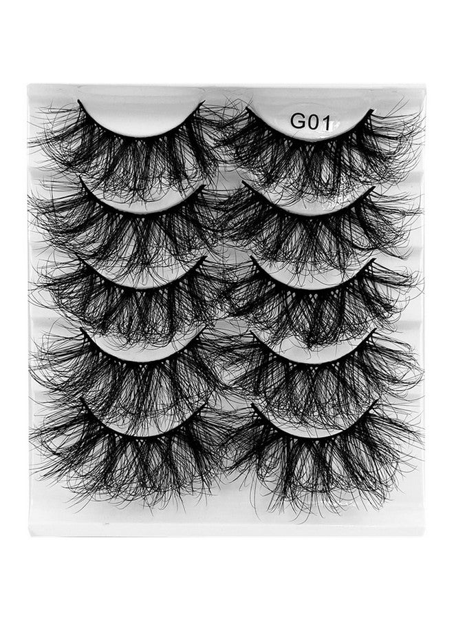 Fluffy False Eyelashes 25Mm Fashes 8D Thick Volume Criss Crossed Soft Eyelash Dramatic Faux Mink Fake Eye Lashes 5 Pairs Multi Pack