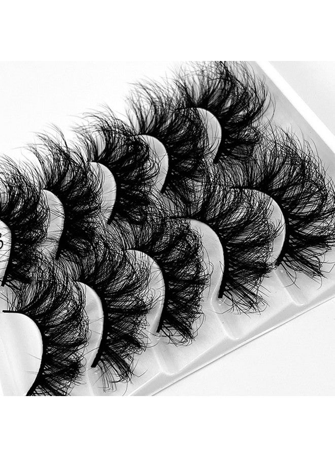 Fluffy False Eyelashes 25Mm Fashes 8D Thick Volume Criss Crossed Soft Eyelash Dramatic Faux Mink Fake Eye Lashes 5 Pairs Multi Pack