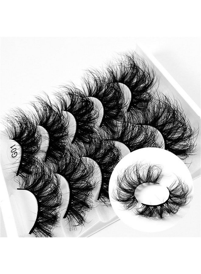 Fluffy False Eyelashes 25Mm Fashes 8D Thick Volume Criss Crossed Soft Eyelash Dramatic Faux Mink Fake Eye Lashes 5 Pairs Multi Pack