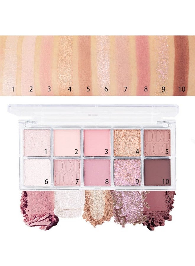 10 Colors Pink Eye Shadow Eyeshadow Palette High Pigmented Blendable Long Lasting Waterproof Nude Pink Neutral Eye Palette Makeup (14 )