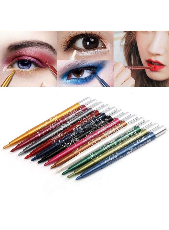 Eyeliner Pencils 12 Colors Retractable Eye Makeup Liners For Women Easy Apply Colored Eyebrow Pencil Waterproof Soft Crayon Eye Shadow Set