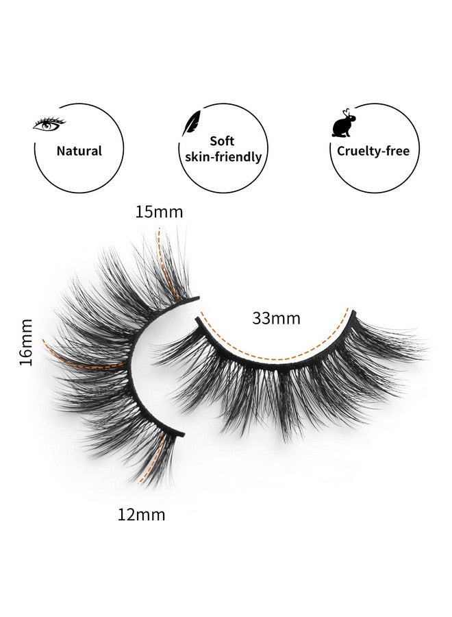 Fake Eyelashes Natural Lash Mink Lashes 5 Pairs 6D Wispy Lash Pack Eye Lashes Strip Eyelash Extension Kit Reusable False Lashes Natural Look ; 002 16Mm