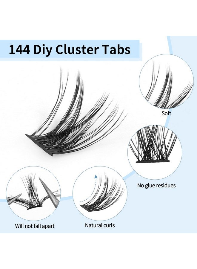 Lash Clusters 144Pcs Diy Eyelash Extensions C Curl Individual Lashes 9 13Mm Mixed Eyelash Cluster Extensions At Home (40D 0.07C 9 13Mm)