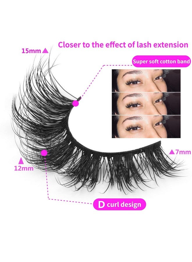 Mink Lashes Wispy False Eyelashes Cat Eye Lashes Natural Look Fluffy 3D Strip Fake Eyelashes Pack By Geeneiya Long Lasting Ultra Light Cc Curl Lash Extension Effect