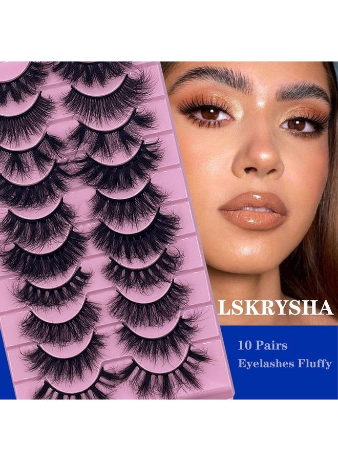 False Eyelashes Fluffy Eyelash Cat Eyes Long Faux Mink Lashes 8D Curly Natural Fake Eyelashes 10 Pairs (10 Pair 28（10 Styles）)