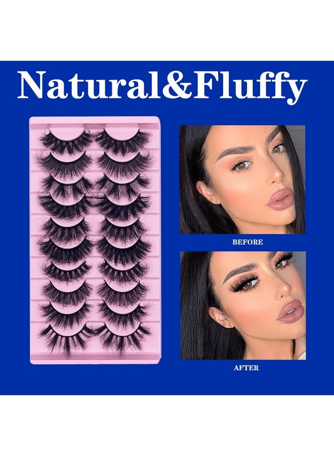 False Eyelashes Fluffy Eyelash Cat Eyes Long Faux Mink Lashes 8D Curly Natural Fake Eyelashes 10 Pairs (10 Pair 28（10 Styles）)