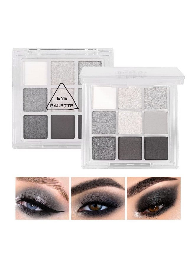 Black Smokey Gray Silver Glitter Shimmer Eye Makeup Palette 9 Colors Cool Toned Matte Make Up Black Radiance Eyeshadow Palette Profesional Sombras De Ojos (A).