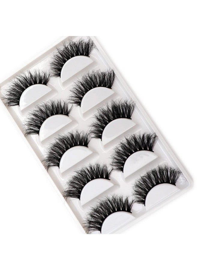 Lashes 5D Faux Mink Lashes 100% Handmade Luxurious Fake Eyelashes Lightweight Fluffy False Eyelashes 5 Pairs Pack (Cat Eye)