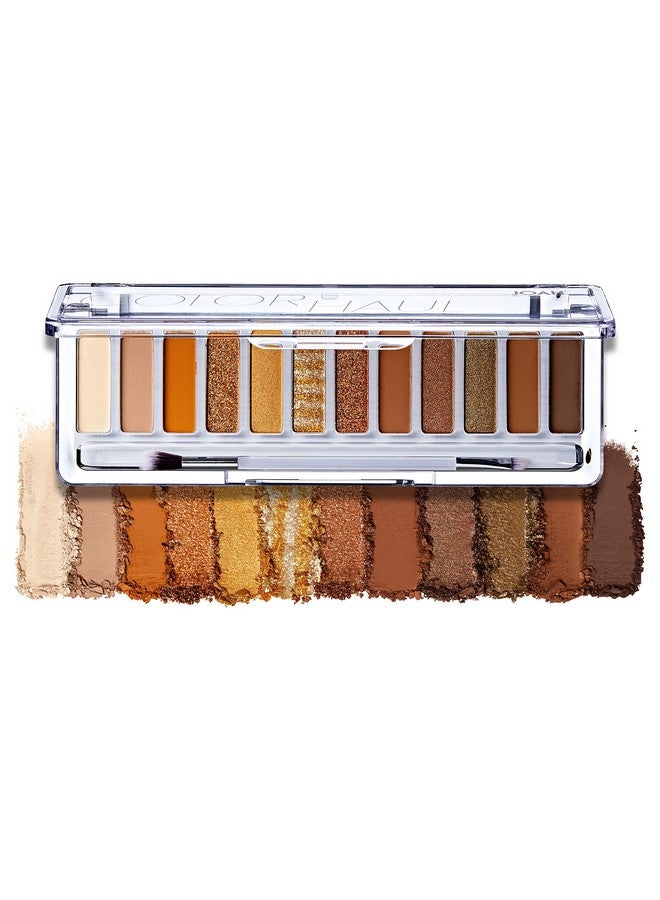 Color Haul Eyeshadow Palette Travel Size Eye Makeup Kit Matte & Shimmer Eyeshadow Korean Makeup 12 Highly Pigmented Super Bendable Gold & Bronze Colors Includes Brush Get Rich Quick