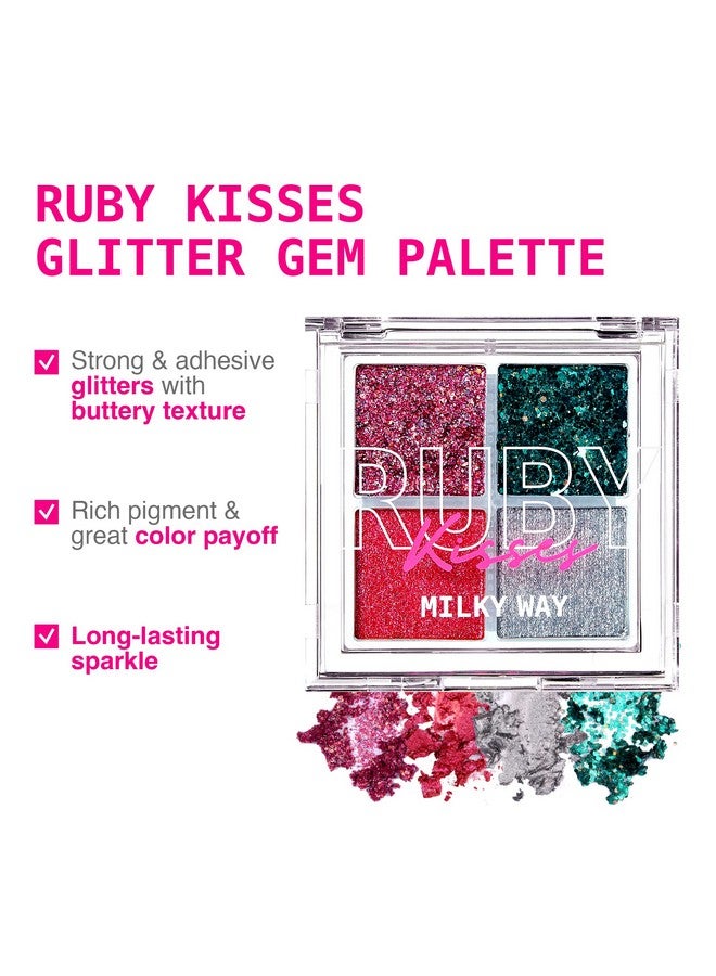 Glitter Gem Palette 4 Shades Highly Pigmented Chunk Glitter Buttery Texture Long Lasting Eye Makeup (Milky Way)