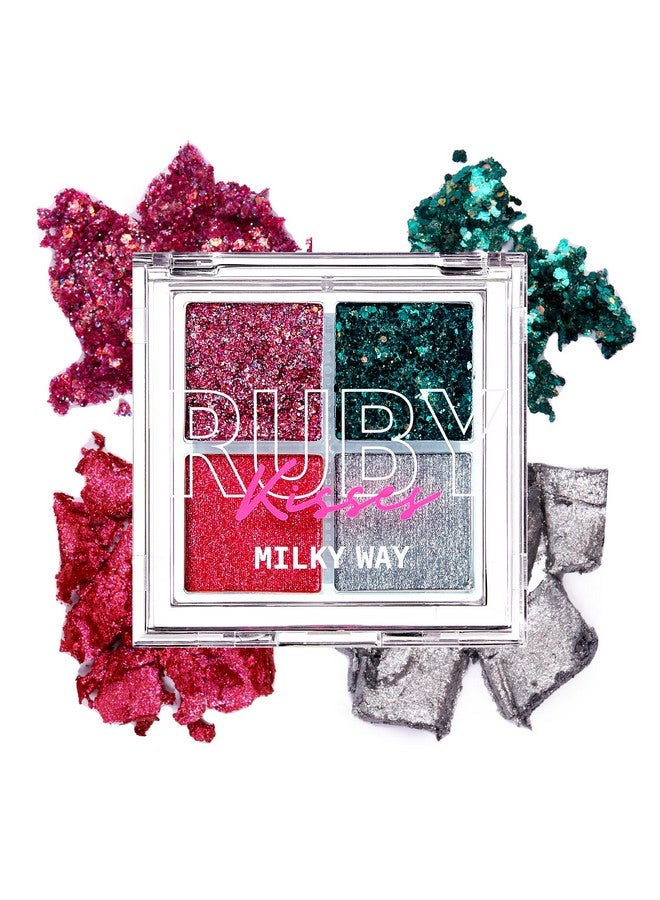 Glitter Gem Palette 4 Shades Highly Pigmented Chunk Glitter Buttery Texture Long Lasting Eye Makeup (Milky Way)