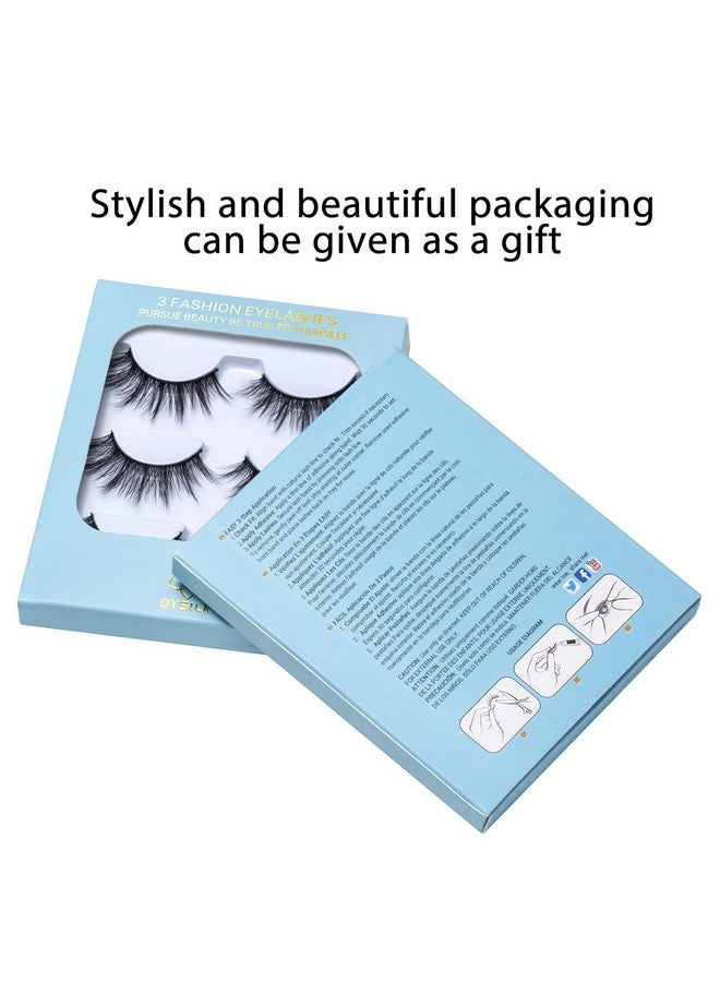 Fake Eyelashes False Eyelashes 3 Pairs 6D Mink Lashify Cat Eye Lashes Natural Look Wispy Fluffy Reusable Self Adhesive Pack Extension ;001 0.7 Inch