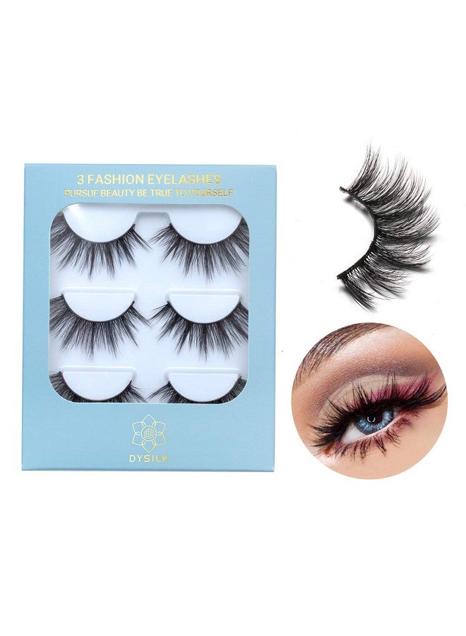 Fake Eyelashes False Eyelashes 3 Pairs 6D Mink Lashify Cat Eye Lashes Natural Look Wispy Fluffy Reusable Self Adhesive Pack Extension ;001 0.7 Inch