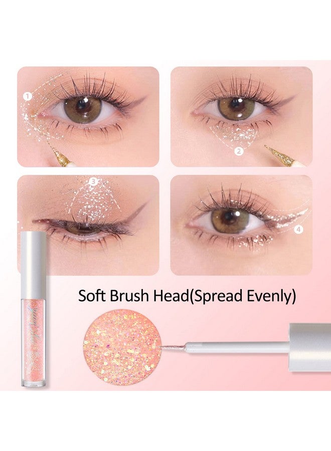 Liquid Glitter Eyeshadow Eyeliner Korean Makeup Tear Drop Shimmer Metallic Lightweight Waterproof Texture Long Wearing Loose Glitter Glue For Crystals Eye Glitter Makeup Pink Dreamland