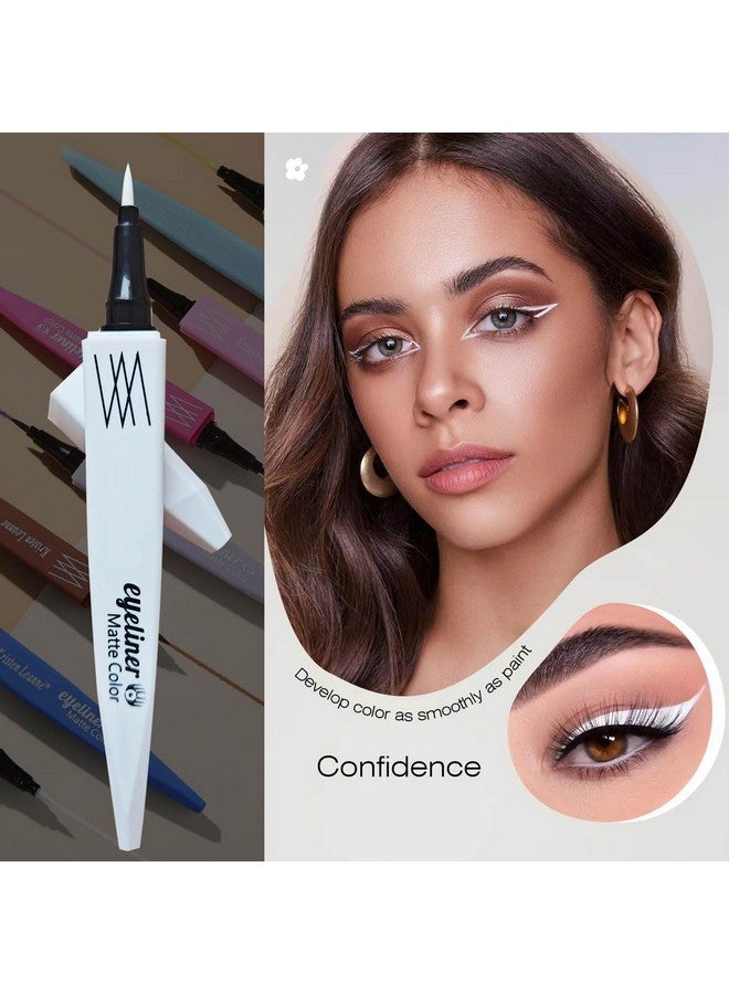 White Eyeliner Pencil Liquid Waterproof Quick Drying Long Lasting Eye Makeup Color Eyeliner Pen Smudgeproof Longwearing With Ultra Fine Tip