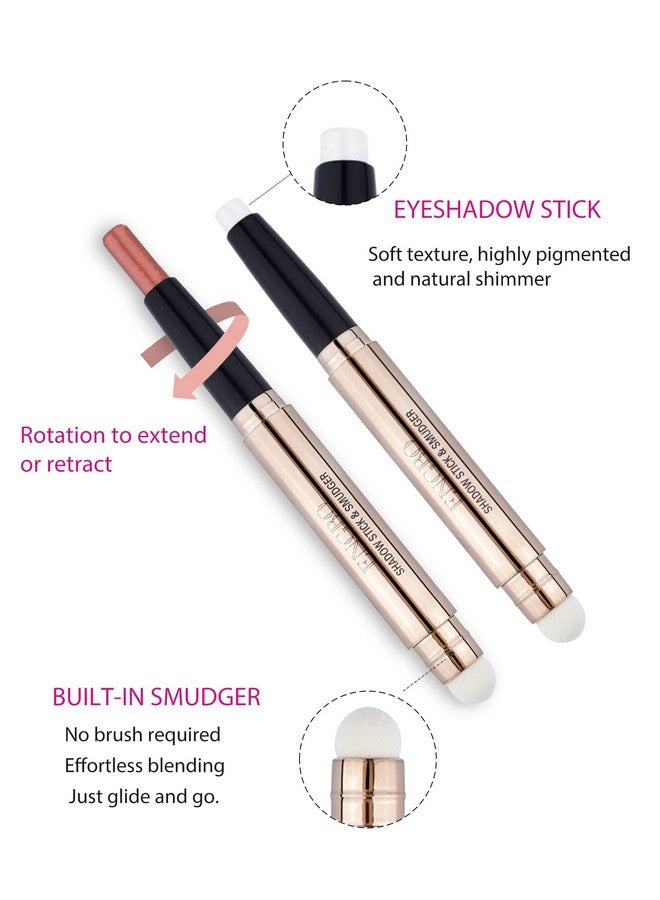 Shimmer Cream Eyeshadow Stick Eye Brightener Stick Glitter Eyeshadow Crayon Pencil With Soft Smudger Long Lasting Waterproof Highlighter Eye Shadow Makeup (01 Pearl White Shimmer)