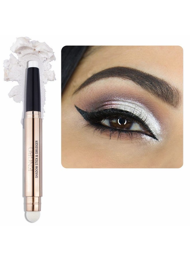 Shimmer Cream Eyeshadow Stick Eye Brightener Stick Glitter Eyeshadow Crayon Pencil With Soft Smudger Long Lasting Waterproof Highlighter Eye Shadow Makeup (01 Pearl White Shimmer)