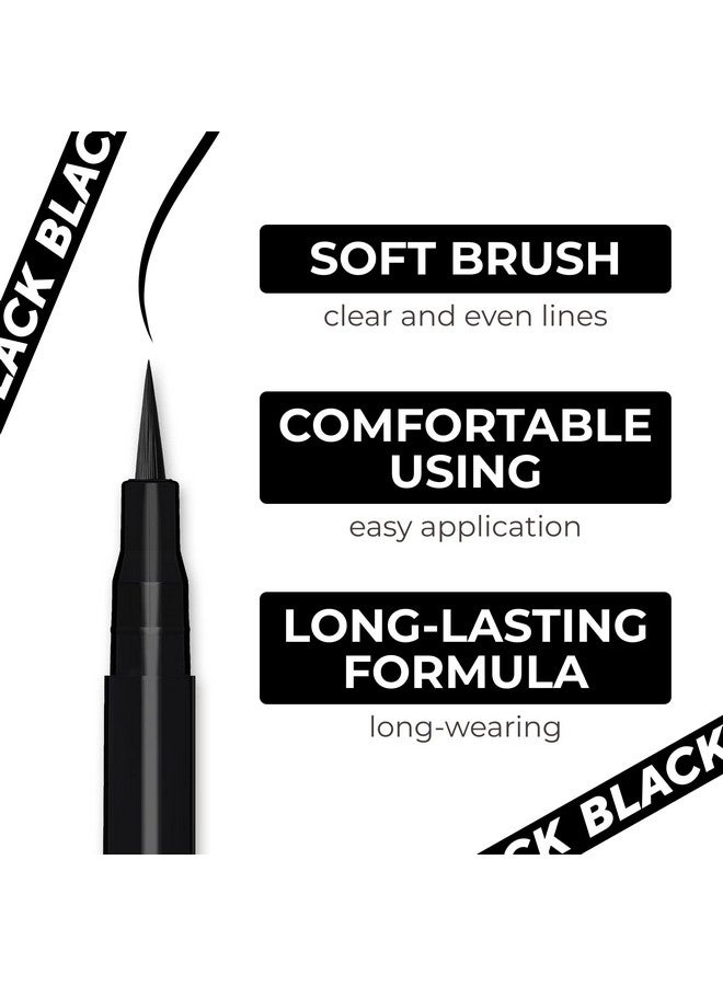 Soft Brush Black Eyeliner Pen Waterproof & Smudge Proof Long Lasting Formula For A Flawless Eye Makeup Look Easy To Use And Quick Drying 401 0.6Ml / 0.02Oz