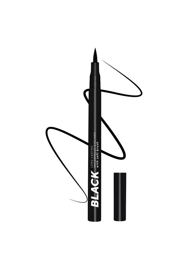 Soft Brush Black Eyeliner Pen Waterproof & Smudge Proof Long Lasting Formula For A Flawless Eye Makeup Look Easy To Use And Quick Drying 401 0.6Ml / 0.02Oz