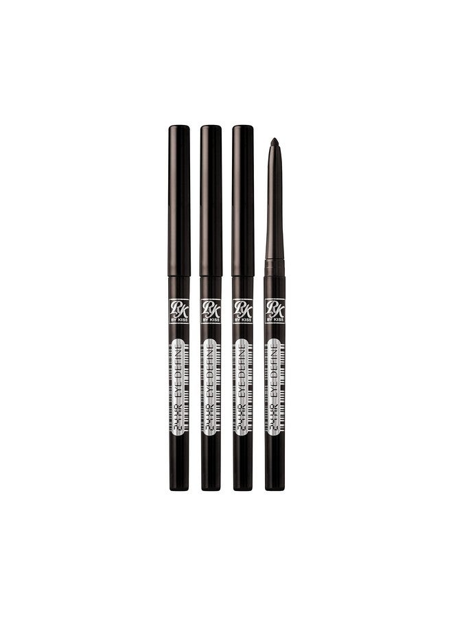Pencil Eyeliner Color Stay Retractable Eyeliner Waterproof Eye Makeup High Pigmented 24H Long Lasting Retractable Eyeliner (4 Count Deep Brown)