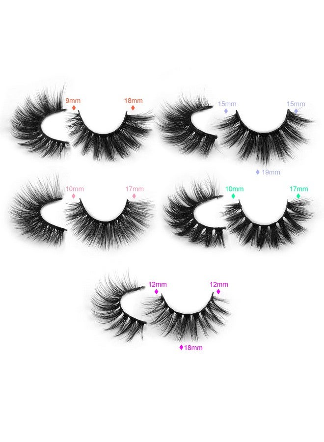 False Eyelashes Wispy 18Mm Natural 3D Faux Mink Lashes Pack 10 Pairs 10 Styles Mixed Soft Reusable Fake Eyelashes Bulk With Glitter Portable Boxes