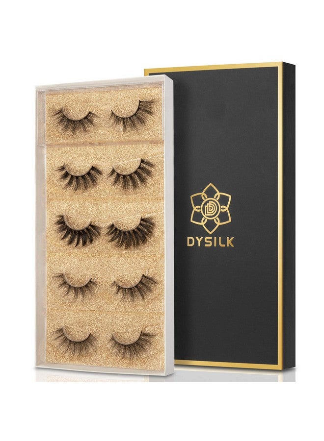 Mink Lashes Natural Look False Eyelashes 5 Pairs 6D Lashes 5 Styles Mixed Lash Pack Wispy Lashes Fake Eyelashes Soft Reusable Cat Eye Lash ; 005(15Mm 18Mm)