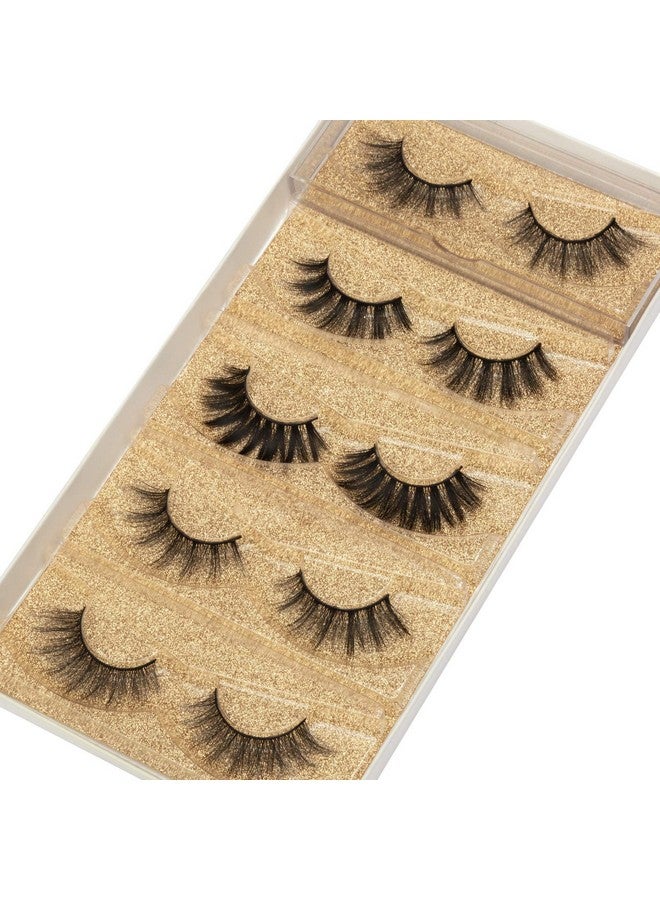 Mink Lashes Natural Look False Eyelashes 5 Pairs 6D Lashes 5 Styles Mixed Lash Pack Wispy Lashes Fake Eyelashes Soft Reusable Cat Eye Lash ; 005(15Mm 18Mm)