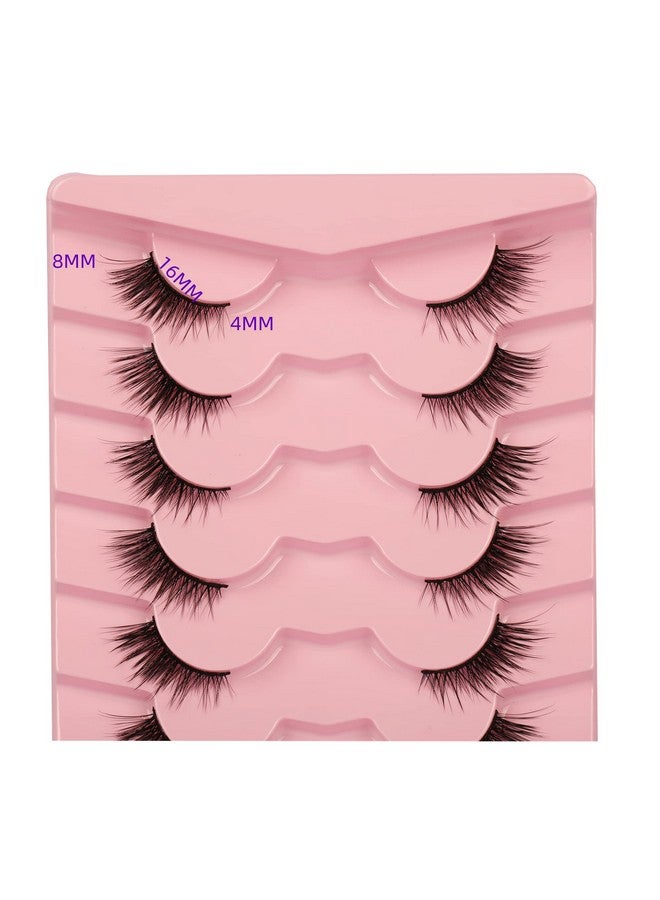 Flase Eyelashes Fluffy Wispy Half Cat Eye Lashes Pack Fox Eye Look Fake Eyelashes Soft Strips Fake Eye Lashes 7 Pairs