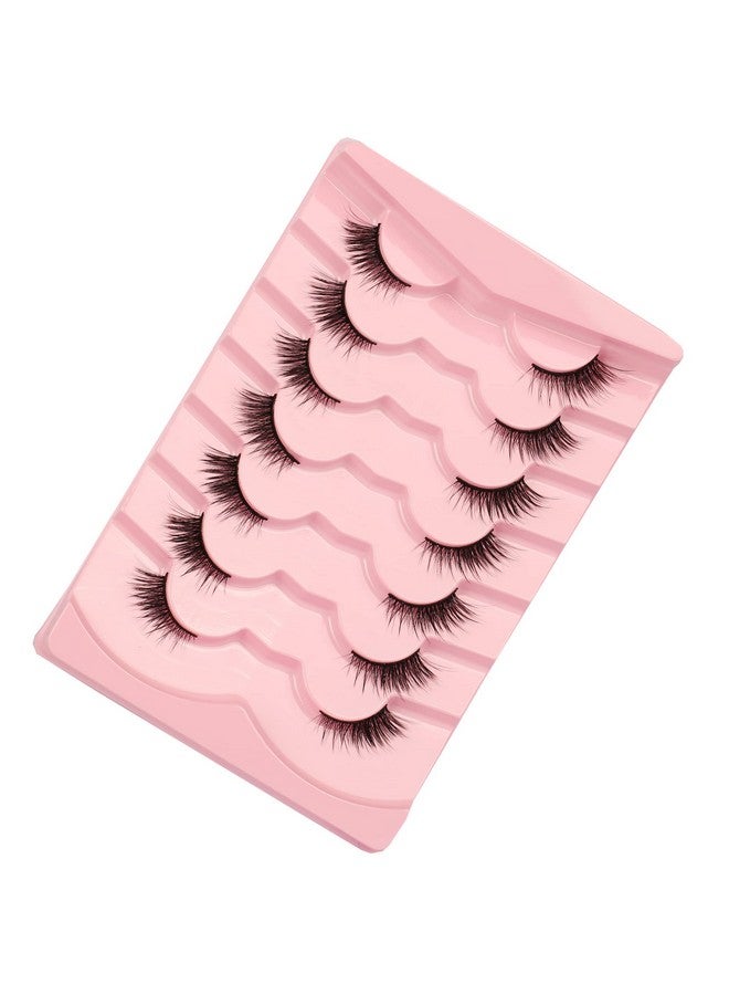 Flase Eyelashes Fluffy Wispy Half Cat Eye Lashes Pack Fox Eye Look Fake Eyelashes Soft Strips Fake Eye Lashes 7 Pairs