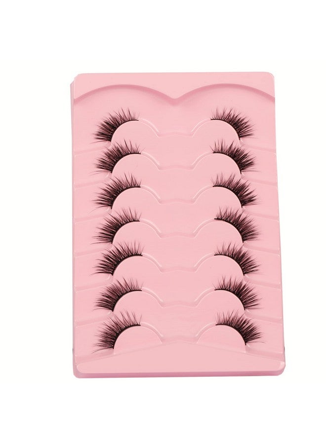 Flase Eyelashes Fluffy Wispy Half Cat Eye Lashes Pack Fox Eye Look Fake Eyelashes Soft Strips Fake Eye Lashes 7 Pairs