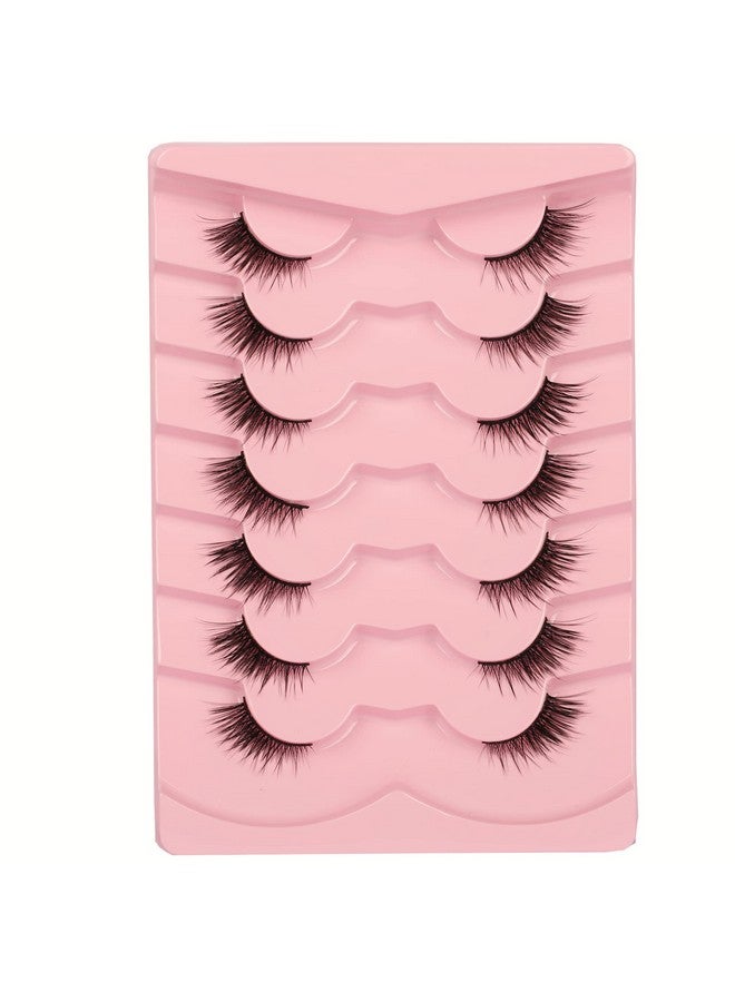 Flase Eyelashes Fluffy Wispy Half Cat Eye Lashes Pack Fox Eye Look Fake Eyelashes Soft Strips Fake Eye Lashes 7 Pairs