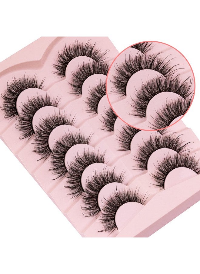 7 Pairs 8D Lashes Faux Mink Eyelashes Wispy Fluffy Natural Look False Eyelashes Long Lashes Pack Mink Lashes Soft Reusable Eye Lashes ;Ruffle 16Mm