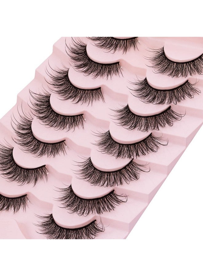 7 Pairs 8D Lashes Faux Mink Eyelashes Wispy Fluffy Natural Look False Eyelashes Long Lashes Pack Mink Lashes Soft Reusable Eye Lashes ;Ruffle 16Mm