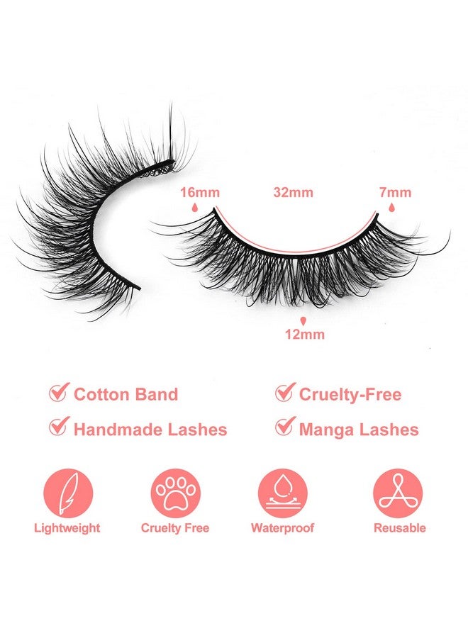 7 Pairs 8D Lashes Faux Mink Eyelashes Wispy Fluffy Natural Look False Eyelashes Long Lashes Pack Mink Lashes Soft Reusable Eye Lashes ;Ruffle 16Mm