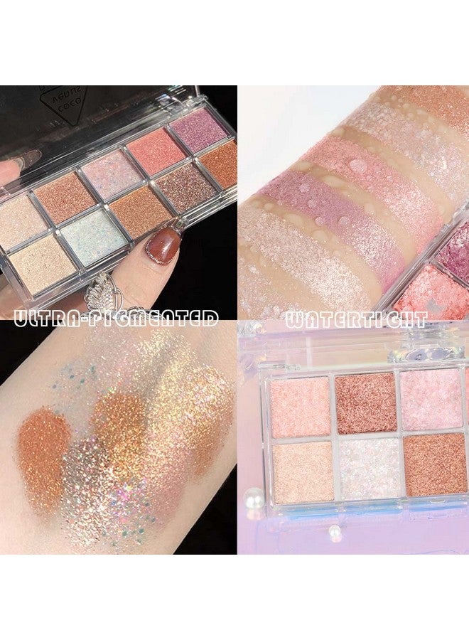 White Glitter Purple Gold Pink Brown Shimmer Eye Eyeshadow Make Up Palette Pallet10 Colors Glitter Shimmer Eye Shadow Palette Makeup For Girl