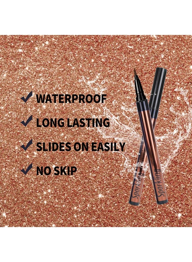 Eyeliner Penwaterproof Liquid Eyeliner With Precision Tipmetallic Shimmer Color Eyeliners Smudge Resistant Long Wearing (Light Brown)