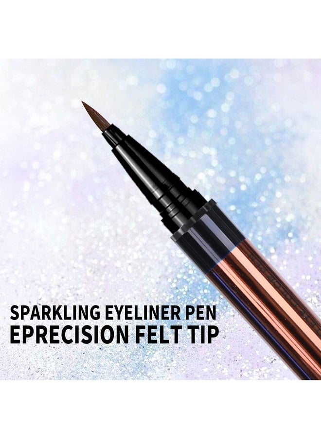 Eyeliner Penwaterproof Liquid Eyeliner With Precision Tipmetallic Shimmer Color Eyeliners Smudge Resistant Long Wearing (Light Brown)