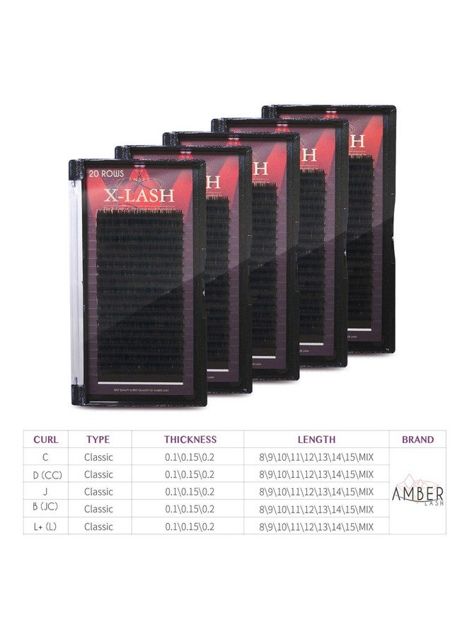 X Lash Mix Set Of 8 15 Mm Mink Lash For Professional Eyelash Extension Various Thickness And Curls Eyelash Extension Supplies (0.15 Mm C)