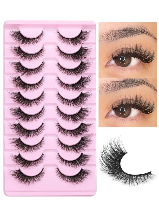 Mink Lashes Natural Eyelashes Cat Eye Lash Extension Look Fluffy 3D Fox Eye 15Mm Wispy Long False Eyelashes By Geeneiya 10 Pairs