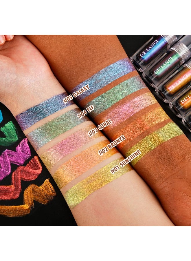 Liquid Multichrome Eyeshadow Intense Color Shifting Long Lasting High Pigmented With No Creasing Monochrome Colorful Glow Liquid Eye Shadow Quickly Drying Sparkle Shiny Eye Makeup For Beginners5…