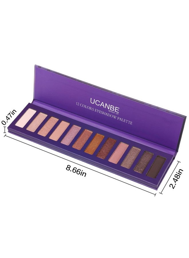 12 Color Eyeshadow Makeup Palette Naked Nude Eye Shadow Neutral Matte Shimmer Make Up Pallet With Double Ended Brush Set Kit Highly Pigmented Long Lasting Waterproof (02)