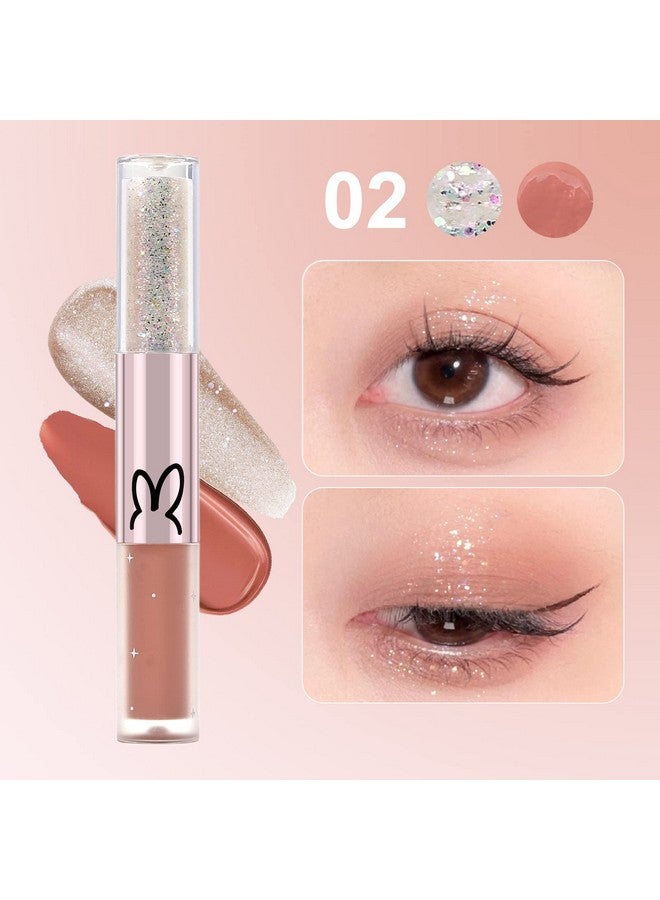 [3Pcs] Liquid Glitter Matte Eyeshadow Liquid Glitter Eyeliner And Matte Cream Eyeshadow 2 In 1 Quick Drying Easy To Apply Long Lasting Korean Shimmer Matte Eyeshadow Eye Makeup