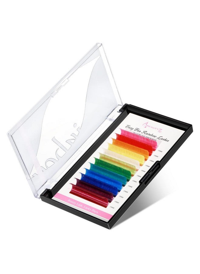 Colored Lash Extensions Rainbow Lashes Easy Fan 12 Colors Lashes Self Fanning Ombre Lash Extensions D+ Curl 0.05Mm Thickness 15Mm Dramatic Eyelashes Extension