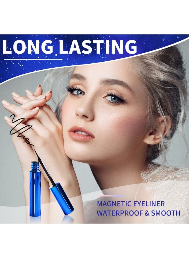Magnetic Eyelashes And Eyeliner Kit Premium Magnetic Lashes 3D Natural Look With Eyeliner And Tweezers Lightweight & Sweatproof False Eyelashes No Glue Needed Easy To Wear And Reusable (7 Pair)