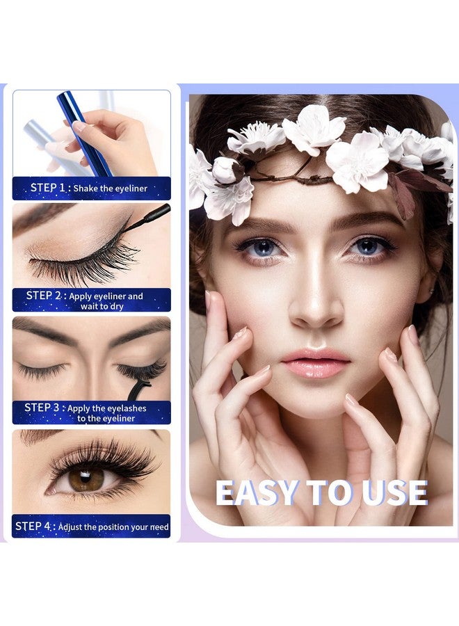 Magnetic Eyelashes And Eyeliner Kit Premium Magnetic Lashes 3D Natural Look With Eyeliner And Tweezers Lightweight & Sweatproof False Eyelashes No Glue Needed Easy To Wear And Reusable (7 Pair)