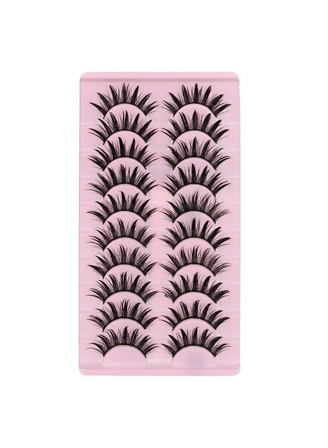 10 Pairs Manga Lashes Wet Look Lashes Effect Cat Eye Lashes Extension Fluffy Spiky Mink Lashes Japanese Cosplay Styles Anime Fake Eyelashes Reusable