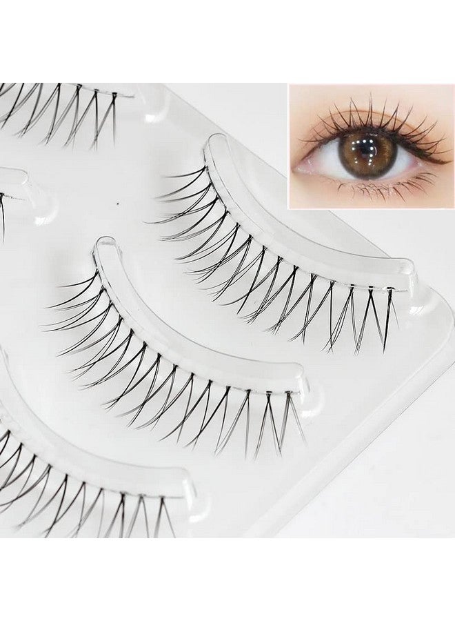 Fake Eyelashes Natural Look False Eye Lashes Daily Strip Cross 8 9Mm Clear Band Lashes Invisible Band Lash For Wedding Eye Makeup 3 Pairs Gm17